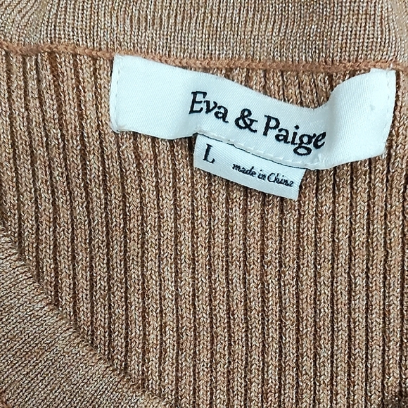 Camel Ribbed Button Cardigan - Picture 2 of 8